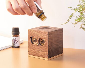 Owl Essential Oil Storage Box and Diffuser, Essential Oil Diffuser, Wooden essential oil diffuser for desk, Home Office Room Decor