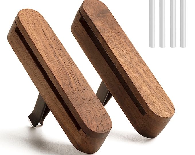 Walnut Wood Car Vent Clip Air Freshener: Customizable Essential Oil Diffuser (2PCS)