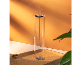 Glazen wierookhouder voor stokken [Anti-Ash Flying] met verwijderbare glazen asvanger Knoeivrije wierookbrander Meditatie Yoga Spa Room Decor