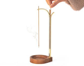 Minimalist Incense Holder, Incense Burner, Wooden Incense Holder, Brass Incense Holder, Handmade Incense Holder, Hanging, Incense Stick