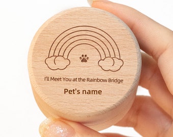 Rainbow Bridge Small Pet Urns for Dog Ashes, Custom name Urn for Dog or Cats Ashes, Mini Cremation Urn for Pet Ashes, Pet Hair Keepsake Box