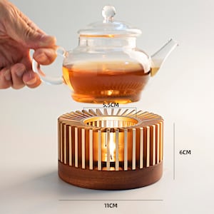 Tea Warmer Candle, Aluminum alloy Tea Warmer with Candle Holder, Candle Heater for Heating Tea, Coffee and Milk, Teapot Heater Stövchen Gift image 4