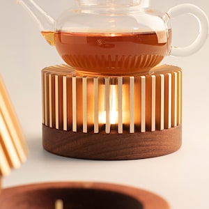 Universal Teapot Warmer - Beautiful Aluminum alloy Warmers|Tea Pot Heater  in Frosted Gold with Ornate Design.