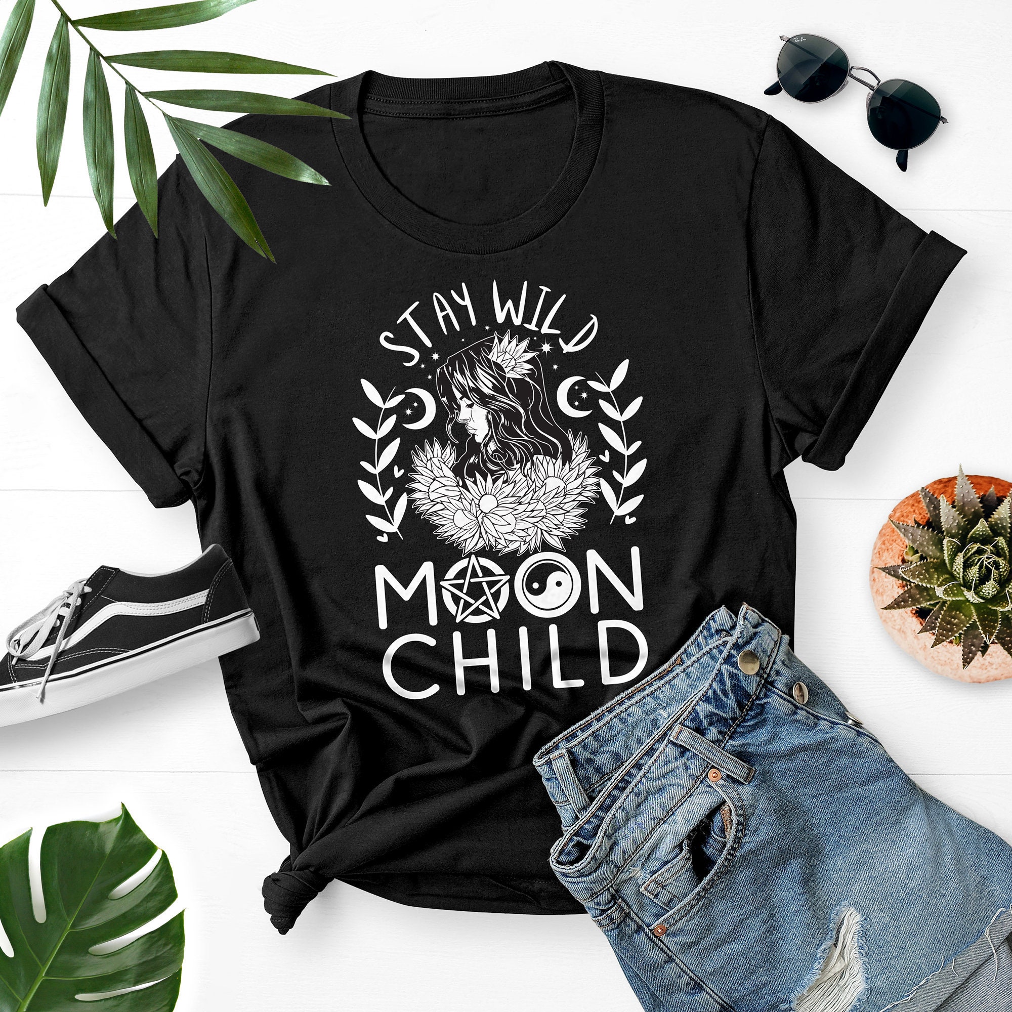 Stay Wild Moon Child Witchy Graphic Tee Witch T shirt Wicca