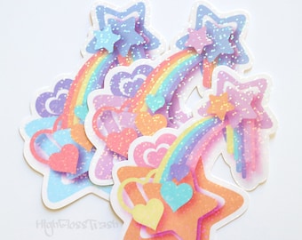 Holographic Melting Star Sticker Pack: Pastel Rainbow Stickers