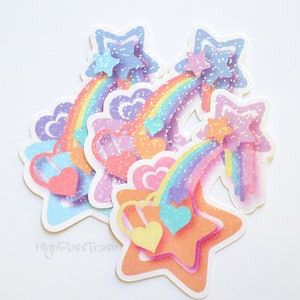 Holographic Melting Star Sticker Pack: Pastel Rainbow Stickers