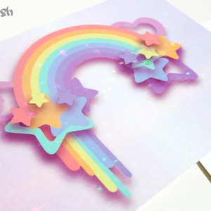 Pastel Rainbow Postcards. Holographic Rainbow Postcards. Rainbow Greeting Cards with holographic foil. Iridescent Postcards.