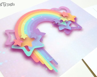 Holographic Rainbow Postcards: Iridescent Pastel Greeting Cards