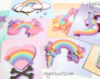 Holographic Rainbow Postcards: Iridescent Pastel Postcards (Pack of 8)