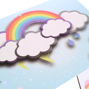 Pastel Rainbow Clouds Postcards. Holographic Storm Clouds Rainbow Postcards. Pastel Greeting Cards. Iridescent Postcards. Storm Cloud Cards