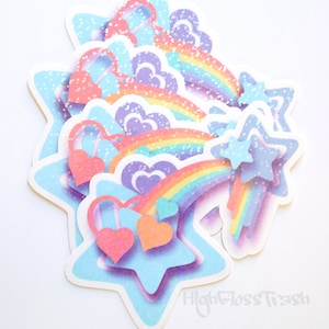 Blauwe Holografische Ster Sticker - Grote Sticker, Regenboog, Pastel Blauw, Perfect voor decoratie