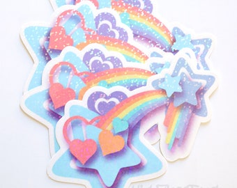 Blue Holographic Star Sticker: Pastel Rainbow Decor