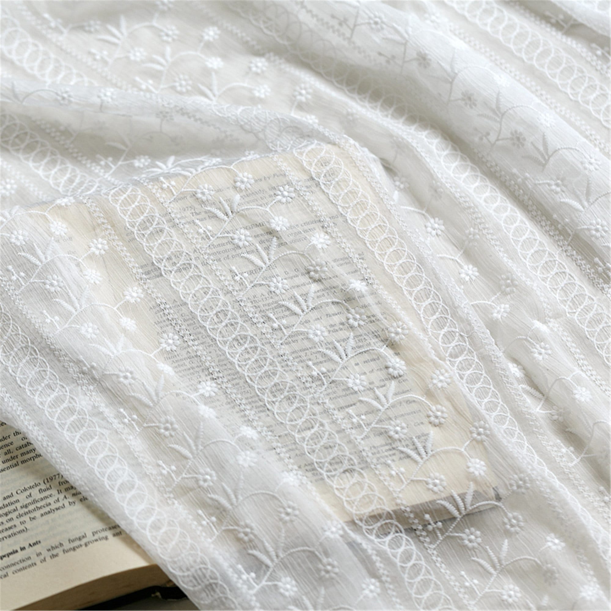 Tela de gasa de alta gama delicada bordado tela de gasa blanca Etsy