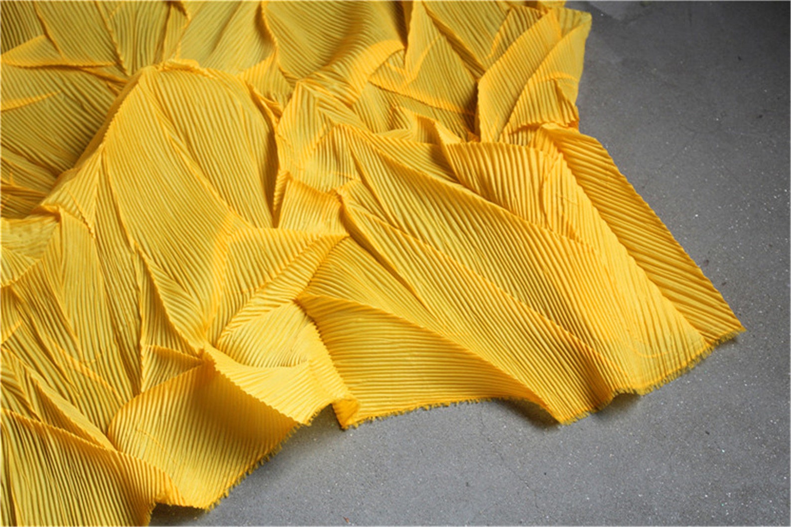 2020 Latest Fabric Yellow Pleated Fabric Special Pleated Etsy