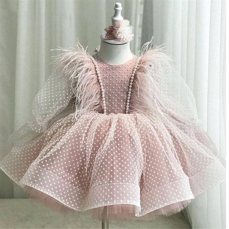 Blush Pink Flower Girl Dress Pearls Dress Toddler Dress With Etsy