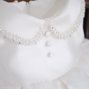 White Sleeveless Satin Dress Pretty Girl Dress With Pearls - Etsy