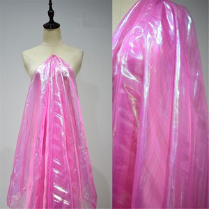 1 yard 57width Imported fabric colorful wedding net yarn gradient perspective designer fabric laser fantasy color organza fabric