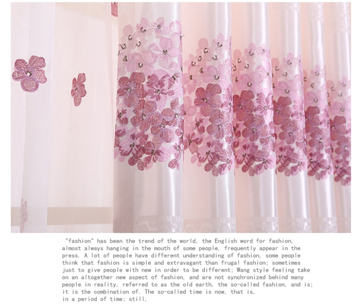 Pink Hydrangea Curtains Embroidery Gauze Princess Bedroom Etsy