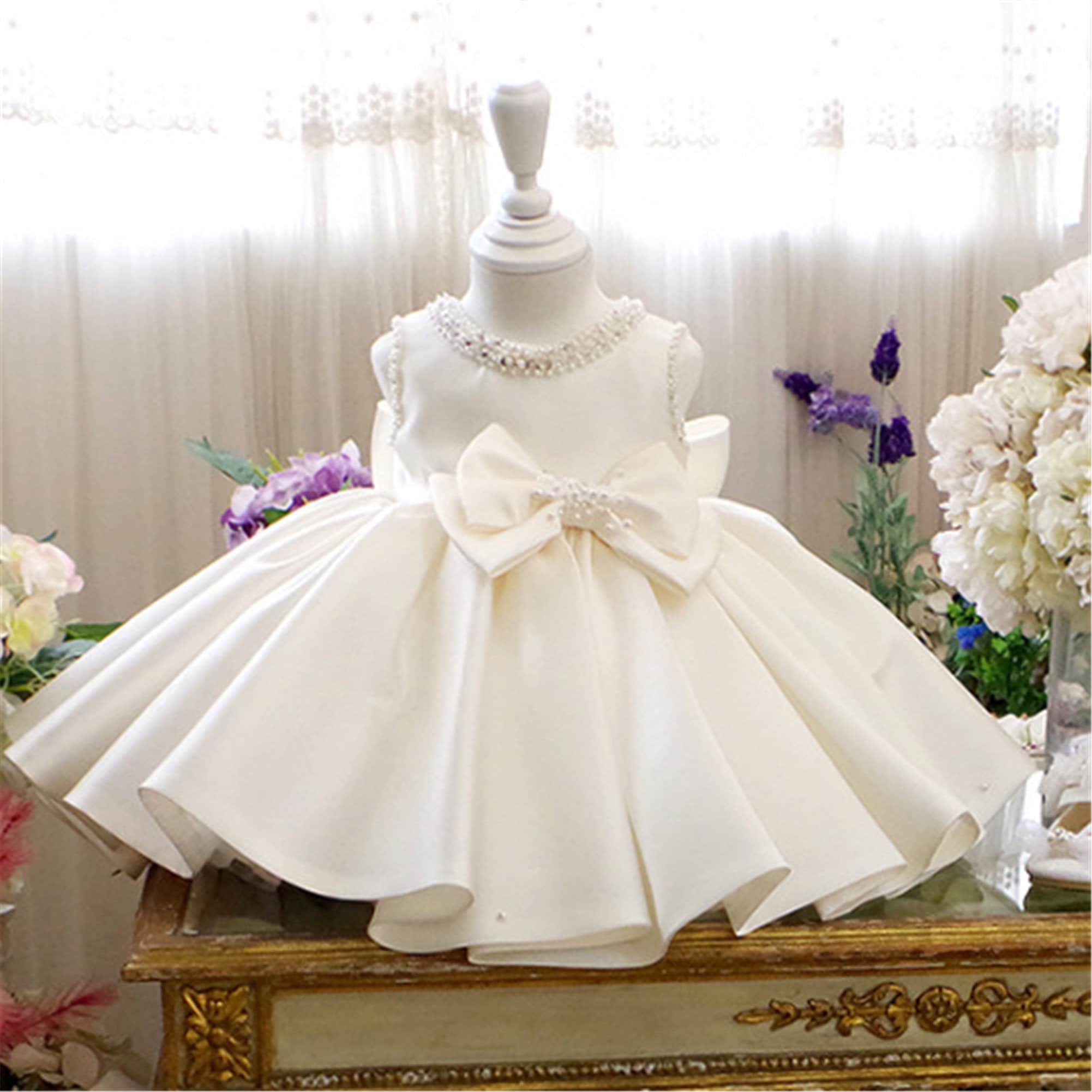Flower Girl Dresses With Bow White Princess Dress Exclusive - Etsy