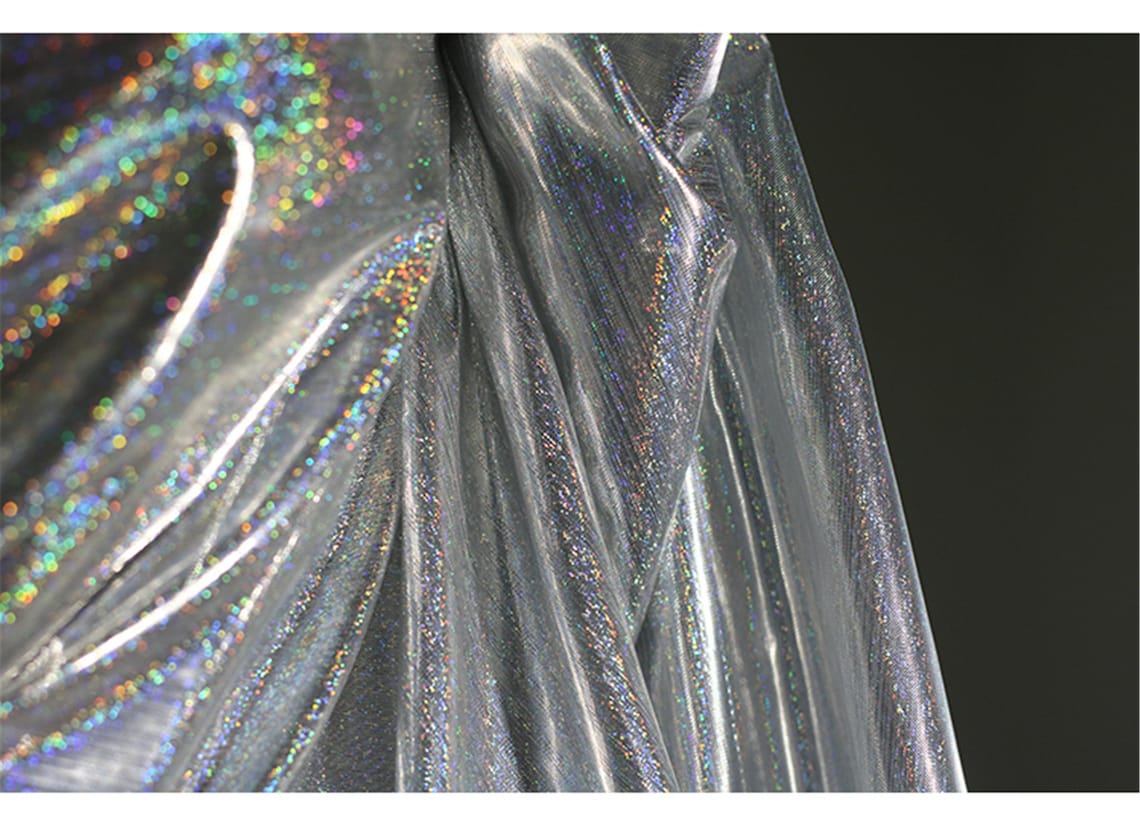 Silver luminous reflective fabric laser gradient color dense | Etsy