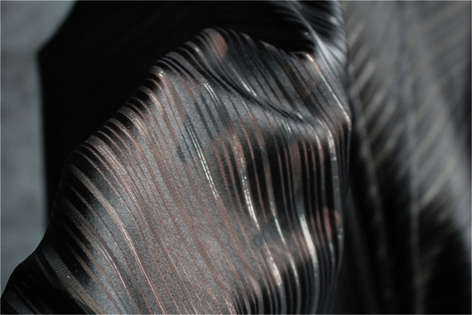 Black Silver Chiffon Texture Yarn Translucent Fabric Chiffon | Etsy