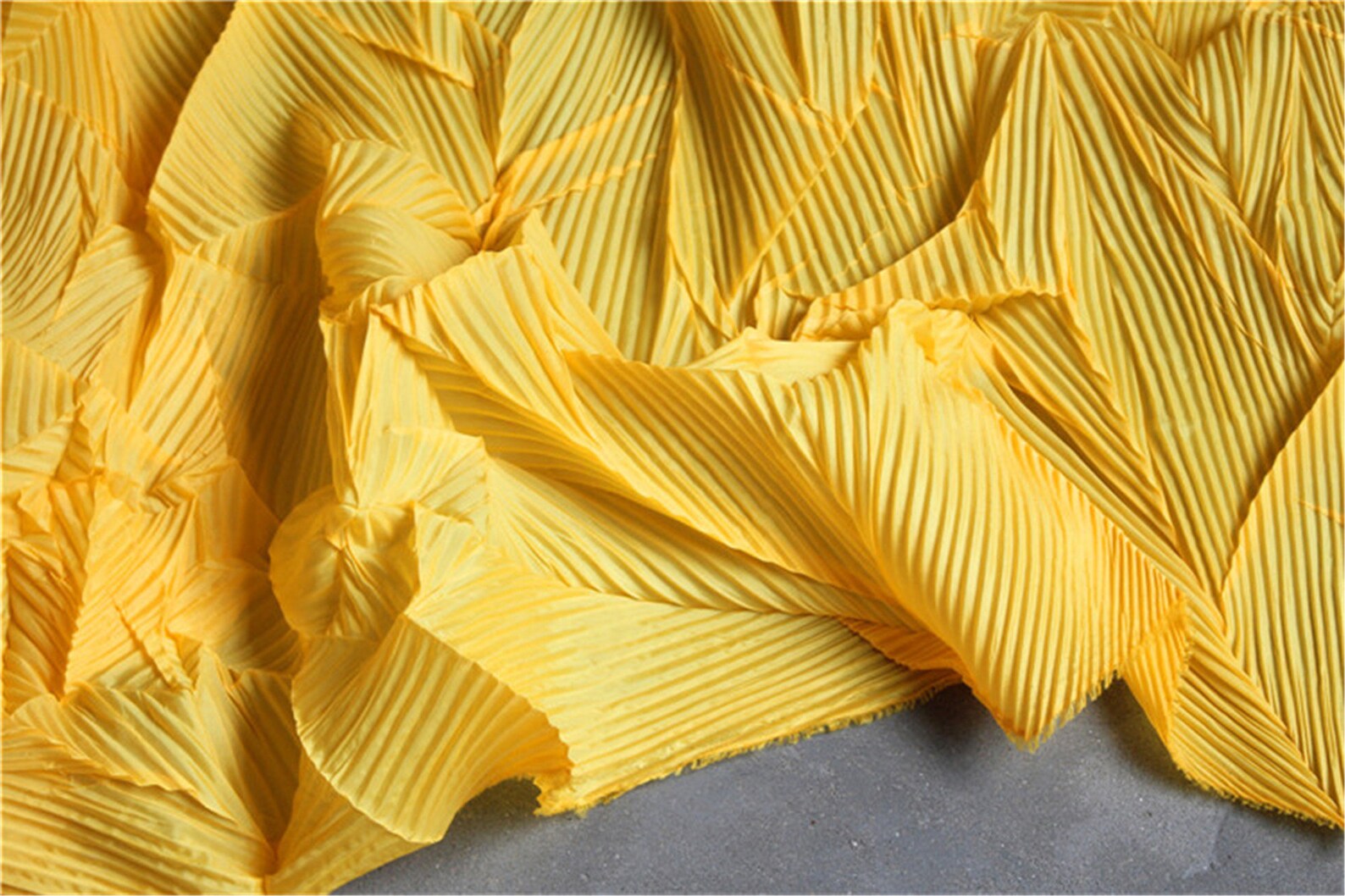 2020 Latest Fabric Yellow Pleated Fabric Special Pleated Etsy