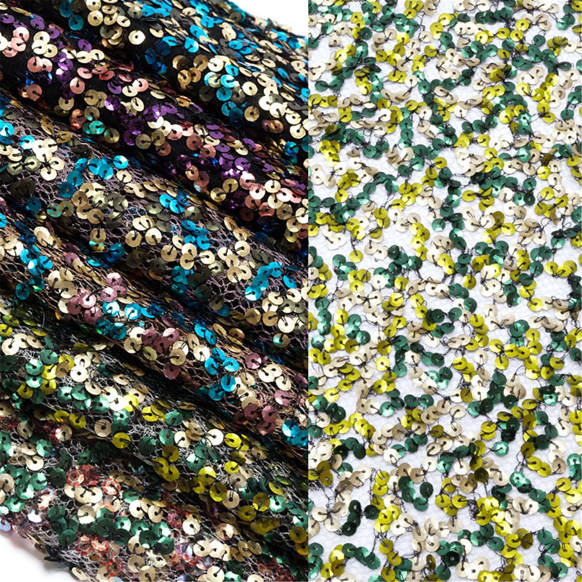 Multicolor Sequined Embroidered Fabric Hot Glitter Sequins Etsy