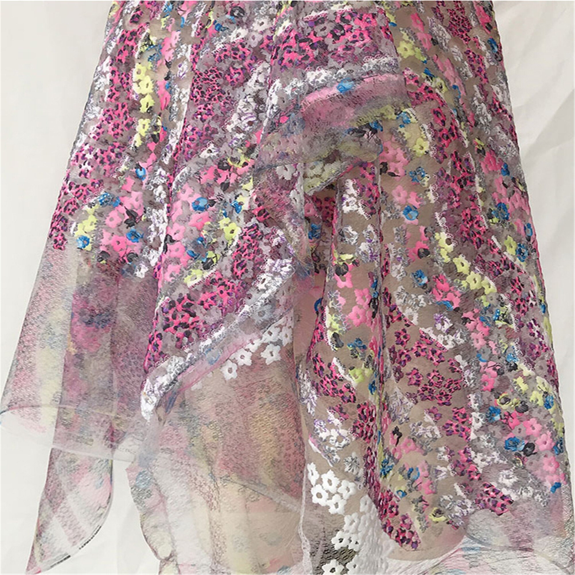 Fantasy 3D flowers pattern texture tulle fabric wedding fabric | Etsy