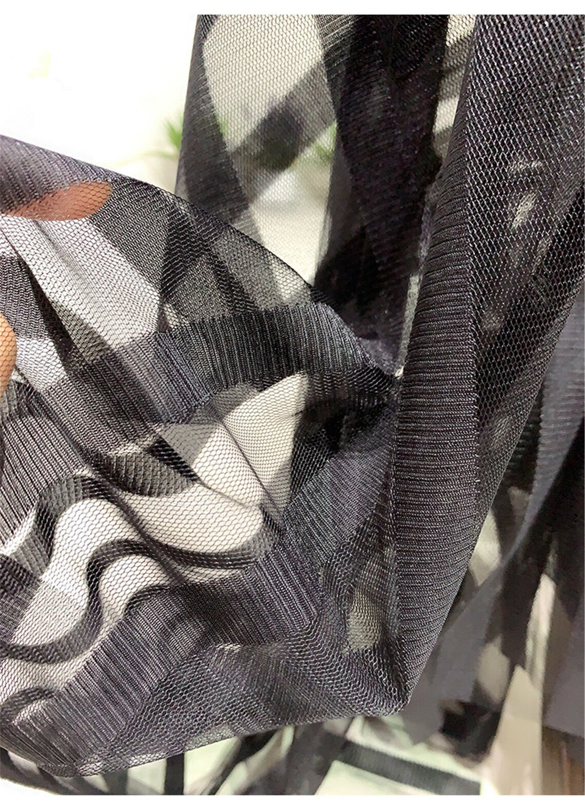 Black Striped Tulle Fabric Embroidered Tulle Dress Fabric Etsy