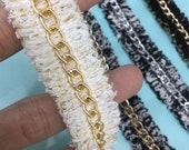 Black white fringed trim handmade Chanel 39 s Style tassel trimmings bags decoration by the yard, DIY Accessories 1 yard