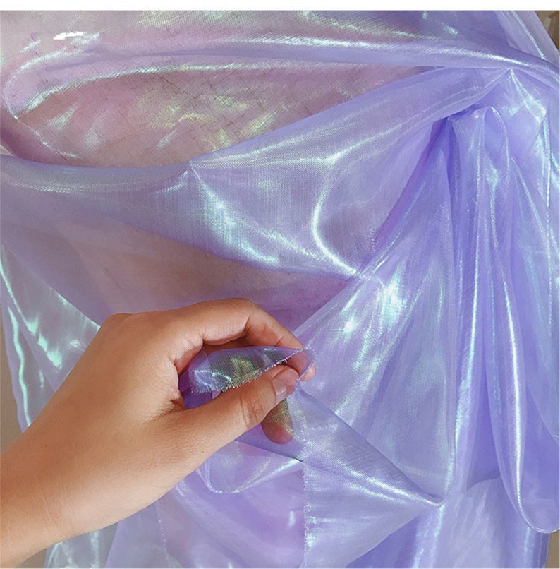 1 yard 57width Imported fabric colorful wedding net yarn gradient perspective designer fabric laser fantasy color organza fabric