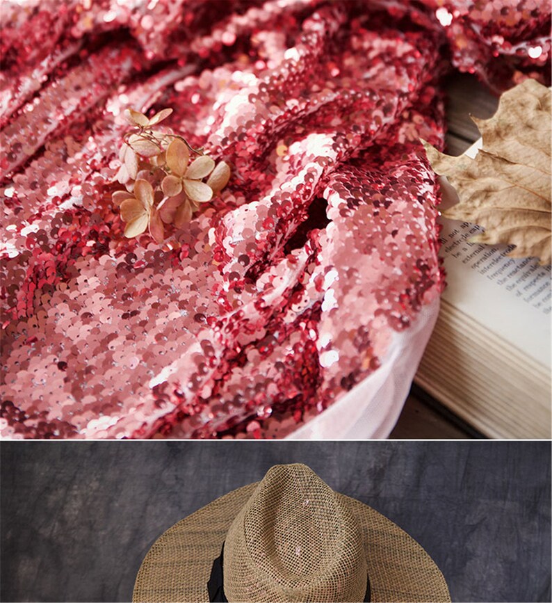 2020 Dazzling Pink Fish Scales Sequins Tulle Fabric Sparkling Etsy