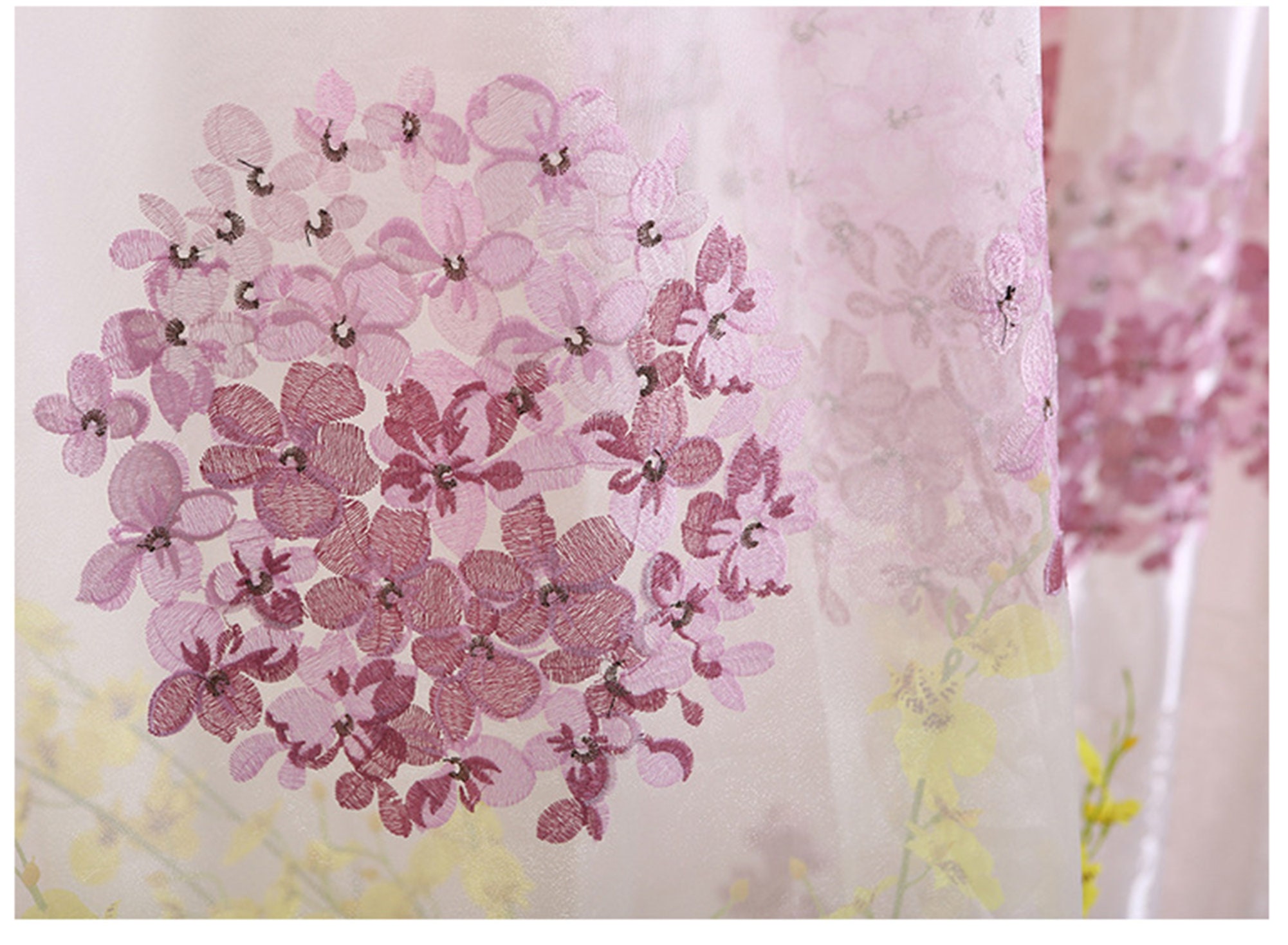 Pink Hydrangea Curtains Embroidery Gauze Princess Bedroom Etsy