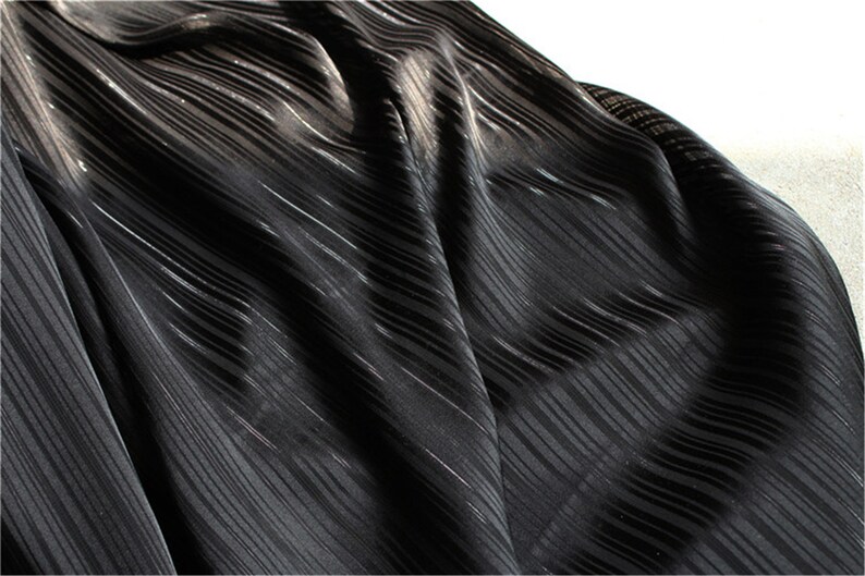 Black Silver Chiffon Texture Yarn Translucent Fabric Chiffon - Etsy