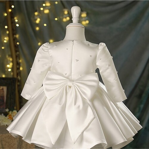girls white winter dress Girls Dress White Long Sleeve Dress Girls Fall Winter Dresses Birthday Dress Girls Christmas Dress 0-3M