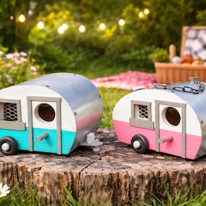 Vintage Tear Drop Camper Trailer Bird House