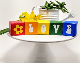 LOVE Tier Tray mini Stackable Wooden Blocks  Set of  5