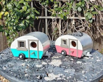 Vintage Tear Drop Camper Trailer Bird House