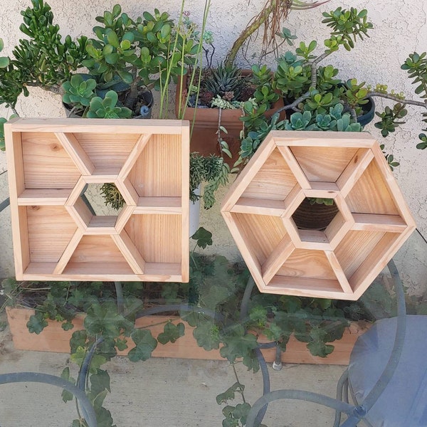 Hexagon and Square Succulent Planters for Patio Table with Umbrella Hole