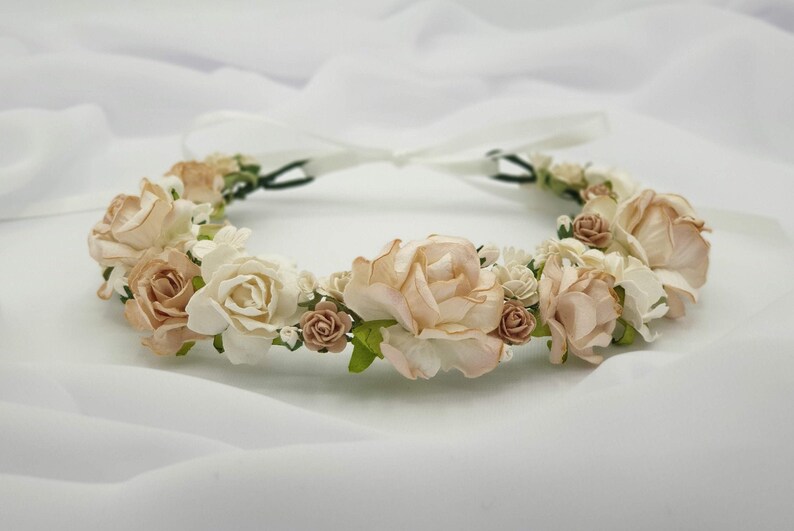 Ivory and Beige Flower Crown Bridal Flower Crown Ivory Etsy