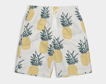 Uabak Pineapple Swim Board Shorts Mens Pineapples with Sunglasses Swim Trunks