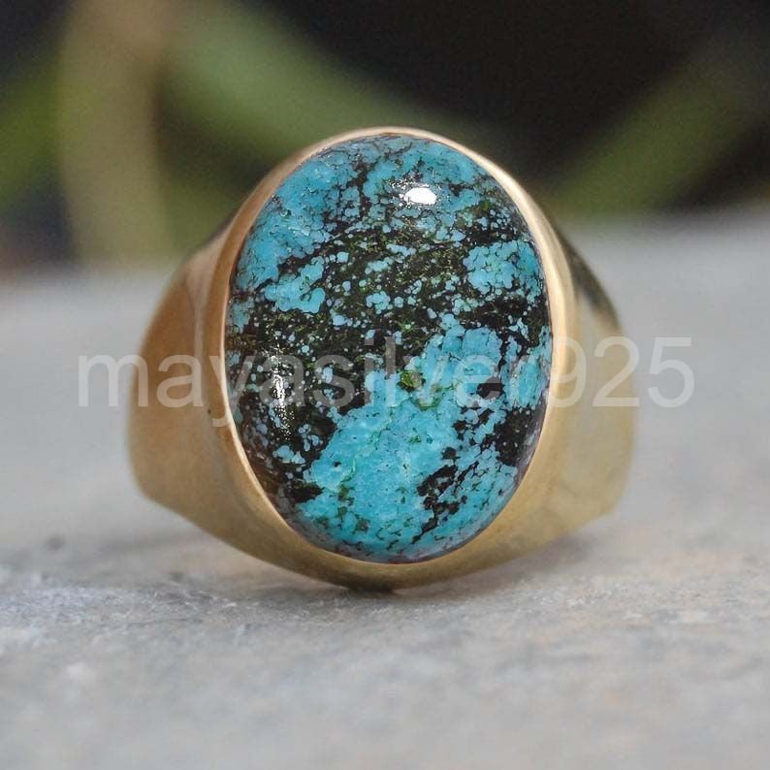 Tibetan Turquoise Ring 925 Sterling Silver Ring Mens | Etsy