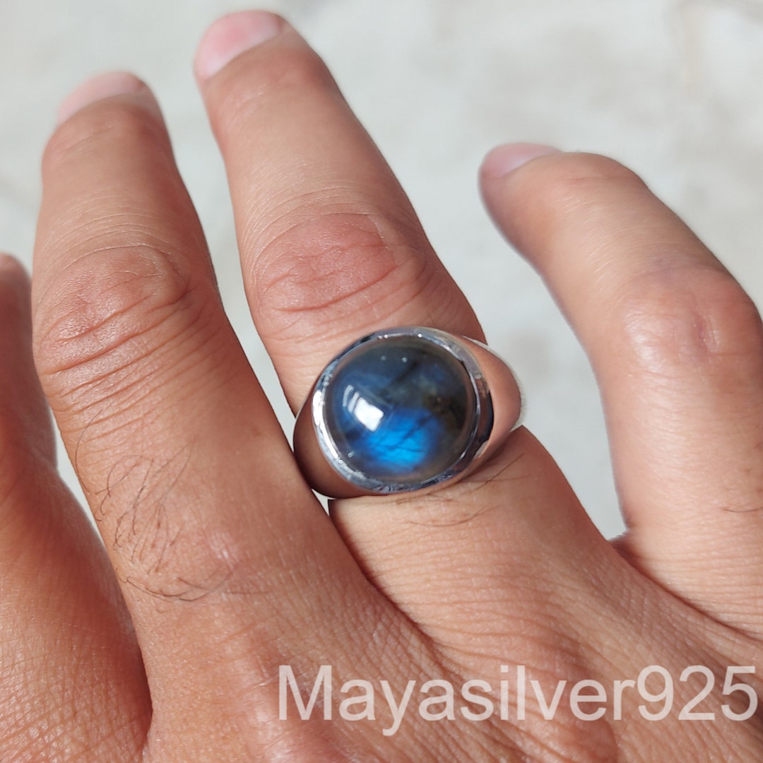 Labradorit Ring, 18K Gold Filled, Siegelring, 925 Sterling Silber Ring