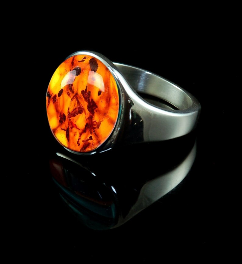 Baltic Amber Ring Mens Amber Ring Real 925 Silver Ring Etsy