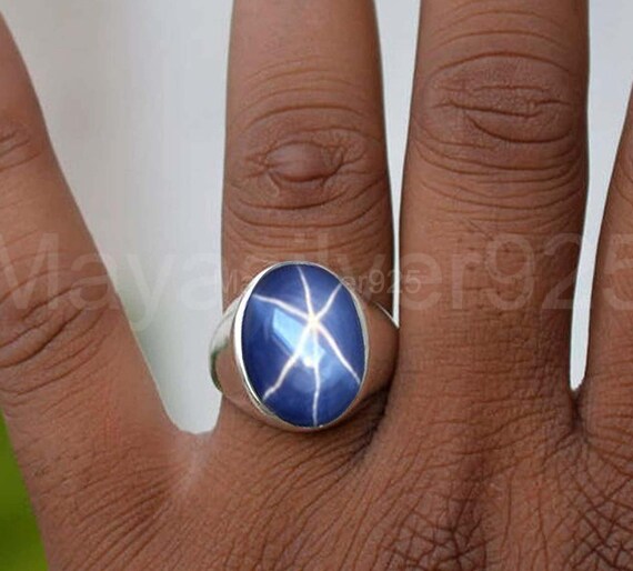 Men's natural star sapphire ring sale