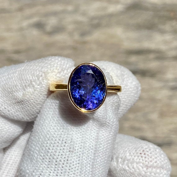 Buy Real Tanzanite Diamond Gold Ring, Solid 14K Yellow Gold, December Birthstone  Ring, Statement Solitaire Ring, Minimalist Ring, Christmas Gift Online in  India - Etsy