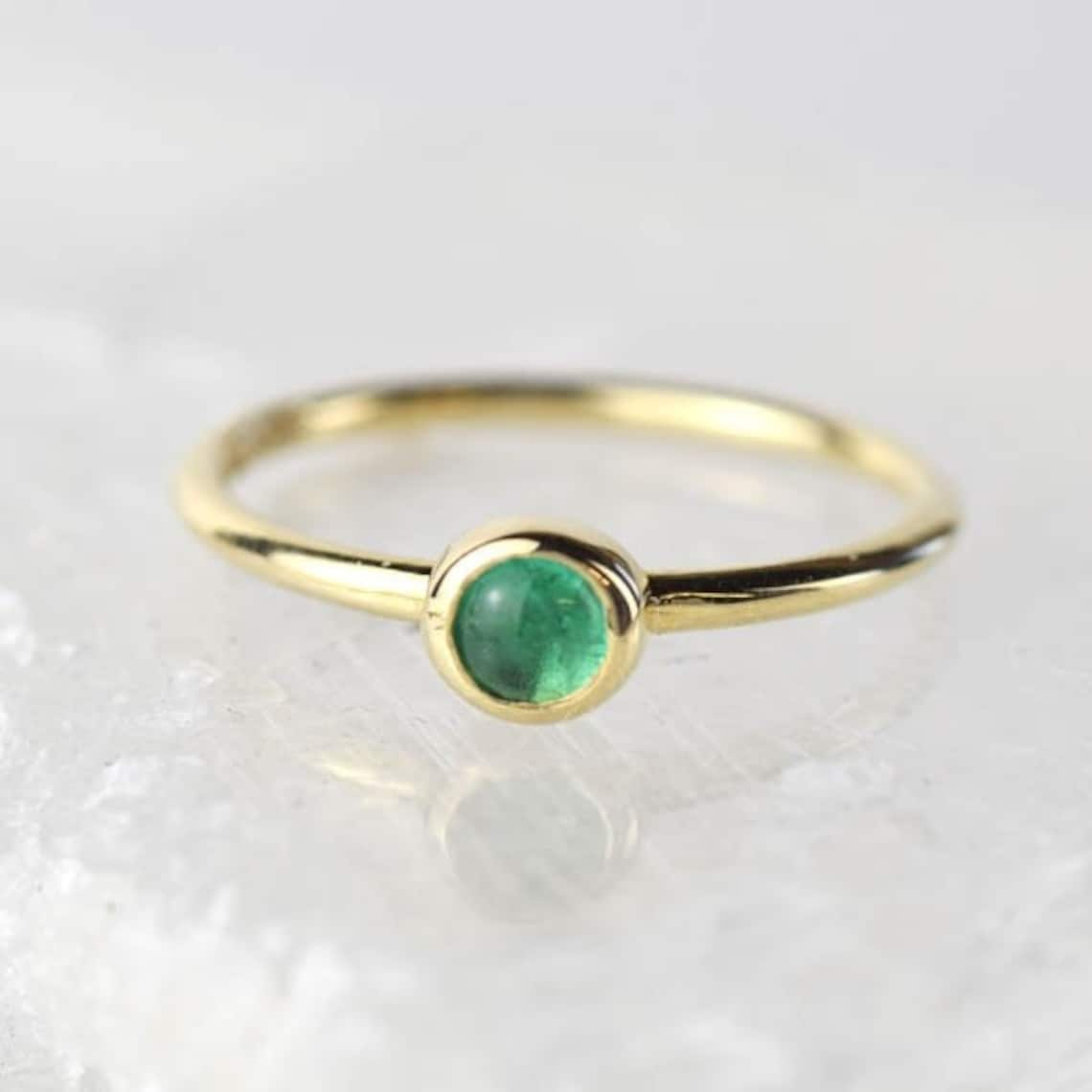 Natural Emerald Ring Dainty Minimalist Ring Vintage Thin Etsy