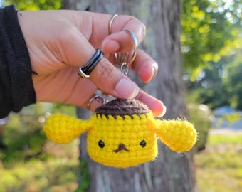 Kawaii Crochet Handmade Pudding Pompom Dog Keychain Bag Charm
