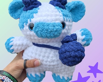 Handmade Crochet Blueberry Cow Plush – Soft Chenille Amigurumi Doll