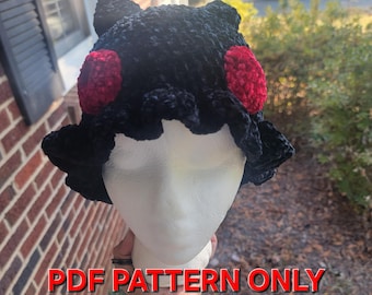 Patrón de crochet de sombrero tipo cubo de Mothman, apto para principiantes (patrón PDF)